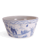 15″ Chinese porcelain Foot-stomped Blue and White Figures Planter