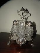 ANTIQUE 18thC ENGLISH STERLING SILVER John Delmester cruet set Samuel