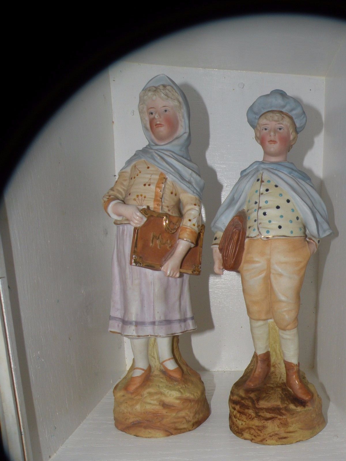ANTIQUE GERMAN BISQUE BOY GIRL FIGURINES porcelain piano baby