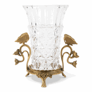 Art Nouveau bronze butterfly and crystal vase