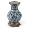 BLUE SCROLL porcelain and bronze ormolu ornate floral vase