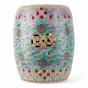 CHINESE GREEN POLYCHROME FLORAL GARDEN SEAT