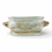 Chinese oriental nutmeg canton landscape porcelain footbath planter