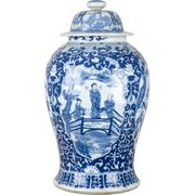 CHINESE ORIENTAL PORCELAIN BLUE AND WHITE PORCELAIN GINGER JAR PEOPLE