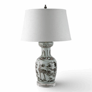 Chinese porcelain brown peacock bird oriental vase lamp