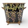 MIDNIGHT BLOSSOM porcelain and bronze ormolu footed planter MIDNIGHT BLOSSOM porcelain and bronze ormolu footed planter