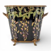 MIDNIGHT BLOSSOM porcelain and bronze ormolu footed planter
