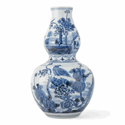 new Chinese blue and white porcelain gourd vase with birds flowers