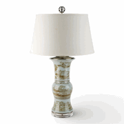 Nutmeg canton landscape porcelain Chinese oriental baluster vase lamp