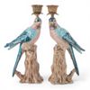 Pair blue porcelain and blue ormolu parrot candlesticks candle holders Pair blue porcelain and blue ormolu parrot candlesticks candle holders