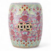 PINK CHINESE POLYCHROME PORCELAIN GARDEN SEAT