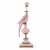 Pink Fleur porcelain and bronze ormolu figural parrot candle holder L