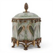Porcelain and bronze ormolu Art Nouveau Heron lidded ornate box