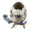 Porcelain and bronze ormolu GOLDEN PHEASANT blue bird with egg vase