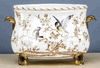 PORCELAIN AND BRONZE XIAMENA PLANTER with birds in branches