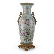 SPRING AVIARY porcelain and bronze ormolu vase with porcelain cameos
