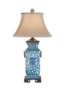 WILDWOOD LAMPS 5294 BLUE WHITE HERALDS LAMP PORCELAIN ORIENTAL