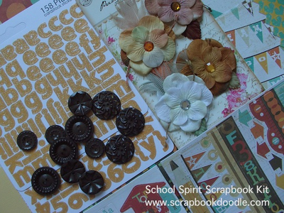 Buttons, Flowers, Glitter Alpha Stickers