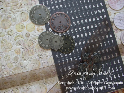 Chipboard Alpha, Clock Faces, Ribbon, Stickers