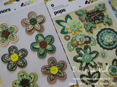 Fabric Flowers, Layered Stickers