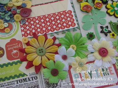 Flowers, Buttons and Stickers