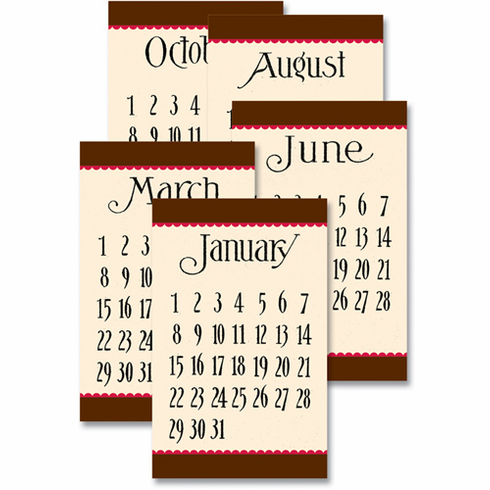 Jenni Bowlin: General Calendar Cards - Brown/Red 12/Pkg (E*)