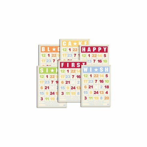Jenni Bowlin Studio: Birthday Bingo Cards 5"X7" 6/Pkg (E*)