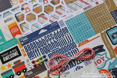 Alpha Stickers, Twine, Pearls 