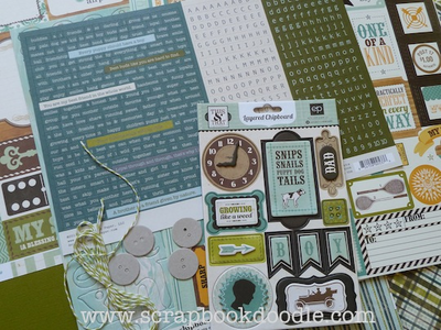 Layered Chipboard Stickers, Twine, Chipboard Buttons,Cardstock Alpha Stickers