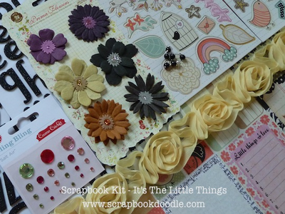 Mulberry Flowers, Rose Ribbon & Rhinestones