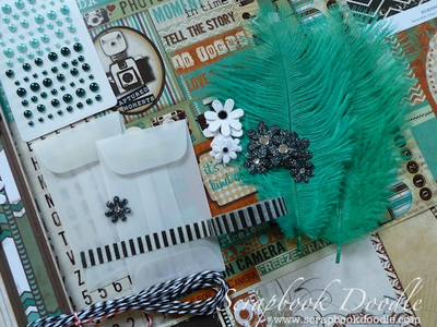 Vellum Envelopes, Feathers, Glittered Flowers, Trendy Tape