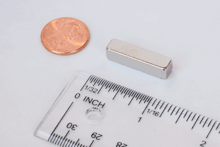 1" x 1/4" x 1/4" Neodymium Block Magnet 