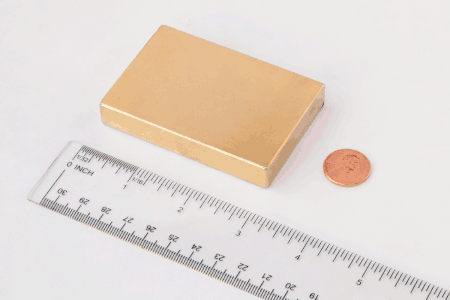 3" x 2" x 1/2" Neodymium Block Magnet (Gold Plated)