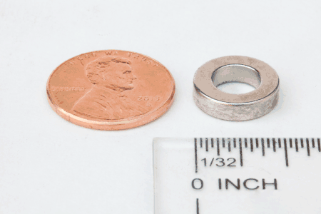 1/2" OD x 1/4" ID x 0.130" Neodymium Ring Magnet 