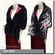 2 Way Faux Fur Shawl Black / Oriental Print