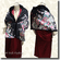 2 Way Faux Fur Shawl Black / Oriental Print