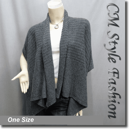 Acrylic Knit Sweater Cardigan Shrug Drape Gray