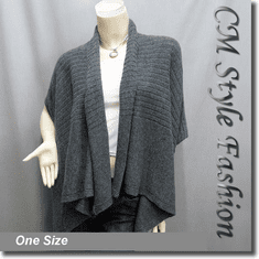 Acrylic Knit Sweater Cardigan Shrug Drape Gray