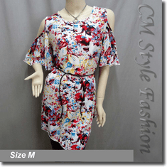 Bare Shoulder Flowery Flutter Sleeve Tunic Top White