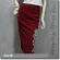 Beaded Floral Embroidery Pencil Flannel Skirt Burgundy