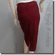 Beaded Floral Embroidery Pencil Flannel Skirt Burgundy