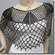 Beaded Party Wear Crochet Knit Net Poncho Wrap Cape Black