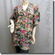 Bubble Puff Sleeves Floral Chiffon Frock Tunic Top with Beaded Belt
