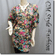Bubble Puff Sleeves Floral Chiffon Frock Tunic Top with Beaded Belt