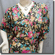 Bubble Puff Sleeves Floral Chiffon Frock Tunic Top with Beaded Belt