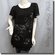 Butterfly Flutter Sleeve Flowy Tunic w/ Belt Black