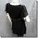 Butterfly Flutter Sleeve Flowy Tunic w/ Belt Black