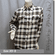 Checked Plaid Gingham Lumber Shirt Top Brown Tone