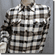 Checked Plaid Gingham Lumber Shirt Top Brown Tone