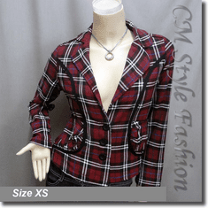 Checked Plaid Tartan Fashion Jacket Top Red